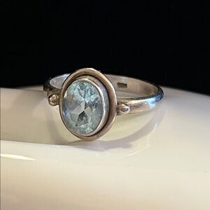 Silver Ring with Blue Gemstone